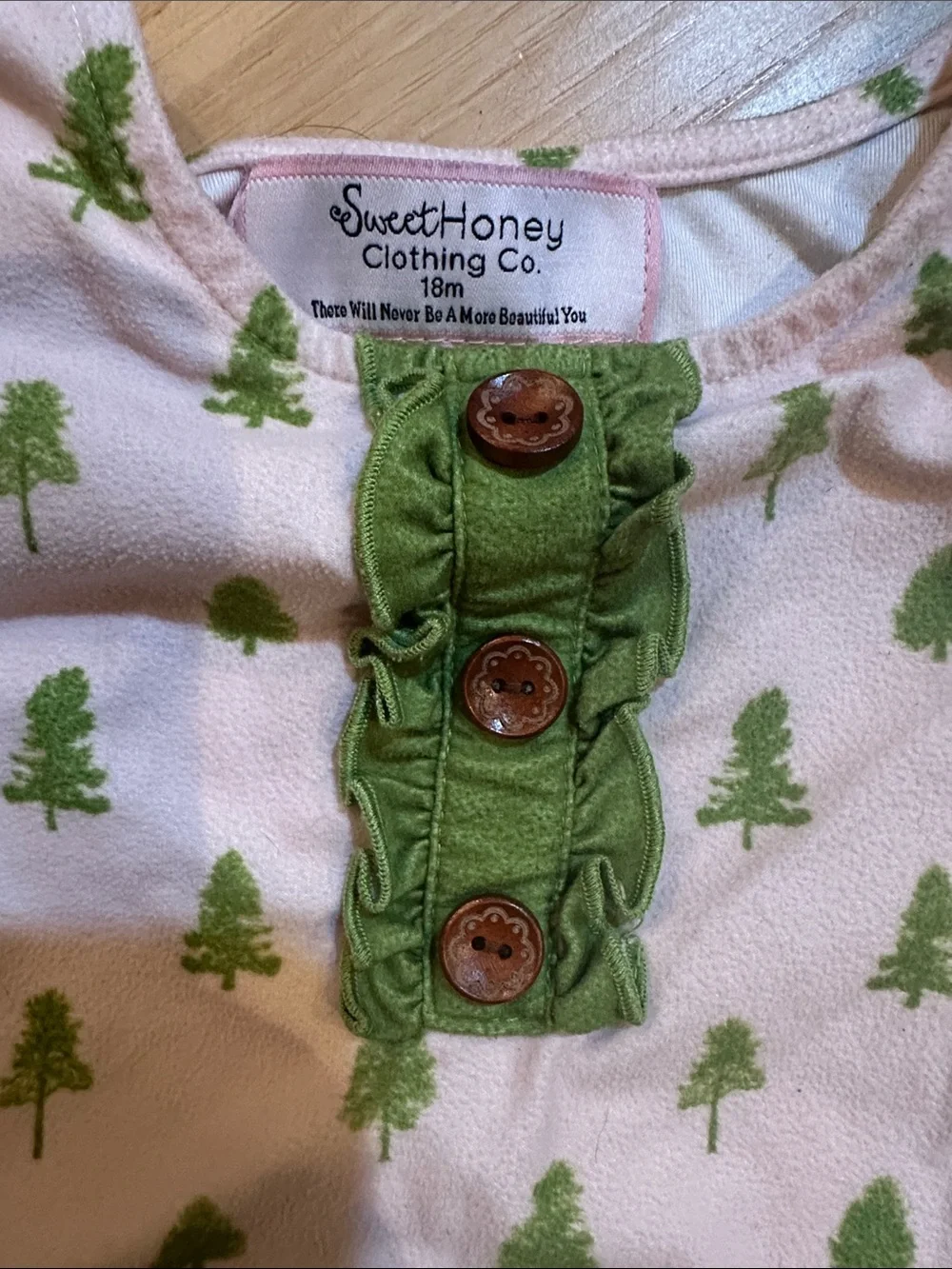 SweetHoney Pink and Green Tree Print Pajama Nightgown Set